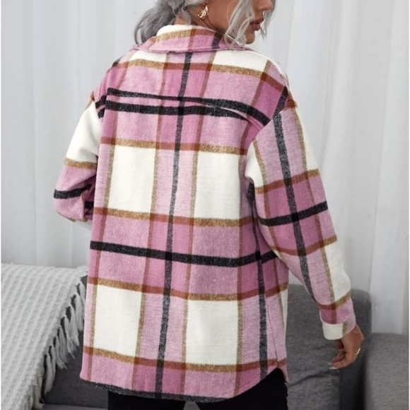 New flannel pink button down jacket or top - Picture 5 of 7